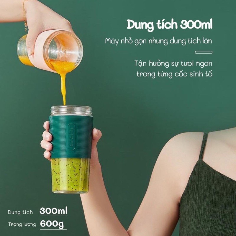 Máy xay sinh tố cao cấp cầm tay JUICER Dao 4 Lưỡi 1300mah xay được đá thịt Bảo Hành 12 tháng