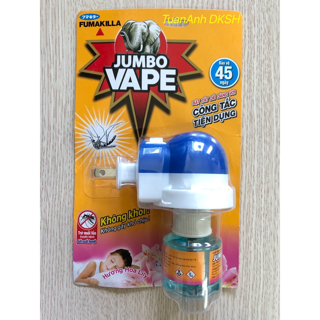 Máy xông đuổi muỗi và lọ tinh dầu Jumbo Vape 34ml. Hàng chính hãng DKSH Việt Nam.