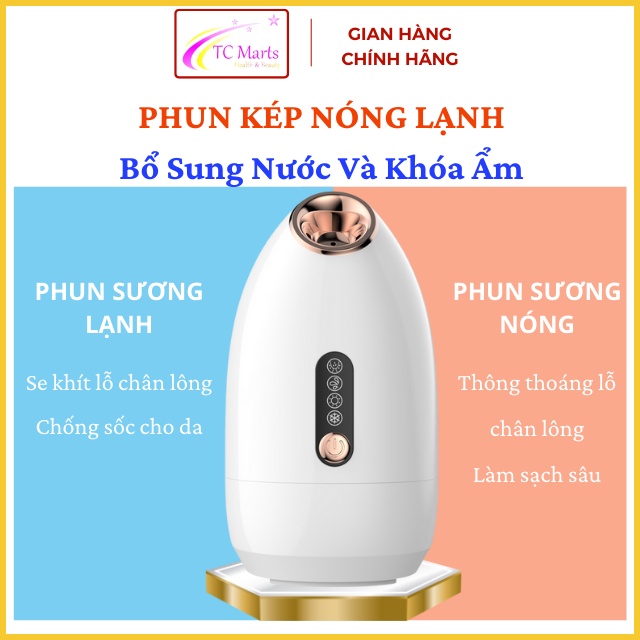 Máy Xông Hơi Da Mặt Nano Mini Phun Kép Nóng Lạnh Làm Sạch Sâu Dưỡng Ẩm Se Khít Lỗ Chân Lông SPA Tại Nhà  - TCMarts