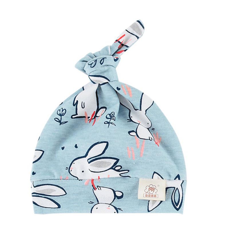 Nón ngủ thắt nút bằng cotton cho bé