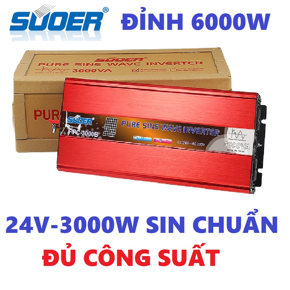 Bộ kich điện sin chuẩn Suoer 3000w 24v sang 220v FPC-3000B đúng công suất