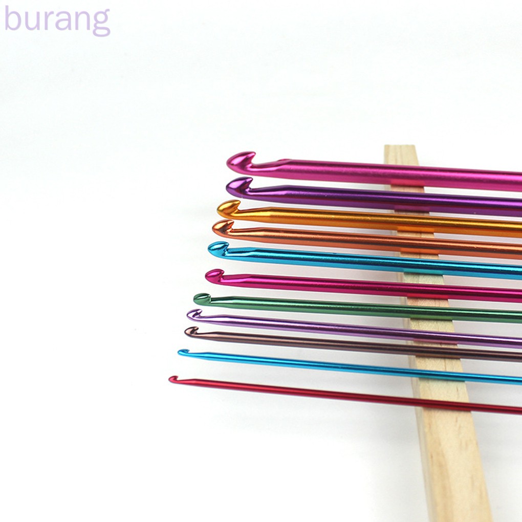 11pcs/set Crochet Hook Needles Set Multicolor Aluminum Hook Kits Knitting Tools Accessory Random Color