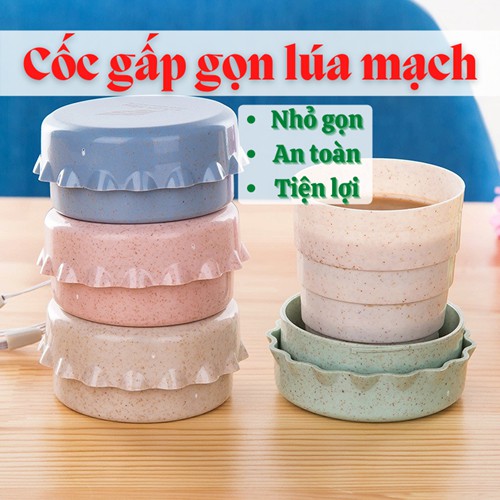 Cốc uống nước 🥛SALE🥛 Cốc lúa mạch gấp gọn thông minh đa năng bỏ túi nhỏ gọn tiện dụng an toàn cho sức khỏe