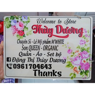 Bảng hiệu mica treo shop in hình , ghi nội dung theo yêu cầup