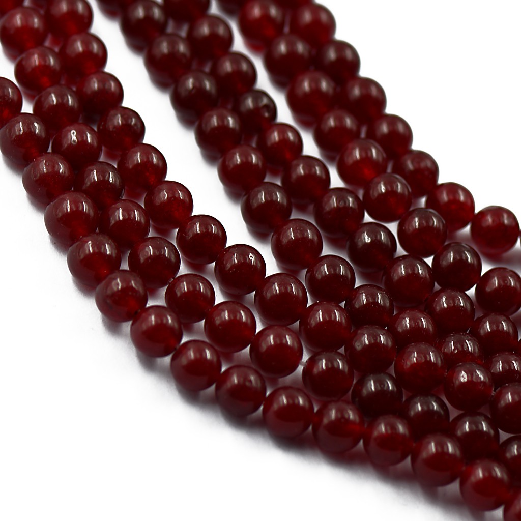 Set 2 Hạt Ngọc Ruby Đỏ 8mm 15 inch Dùng Làm Trang Sức