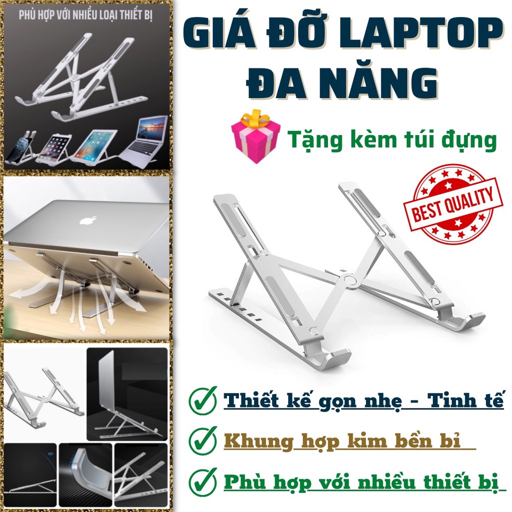 Giá đỡ laptop, macbook, ipad, kệ đỡ máy tính nhôm cao cấp tản nhiệt, tiện lợi sử dụng