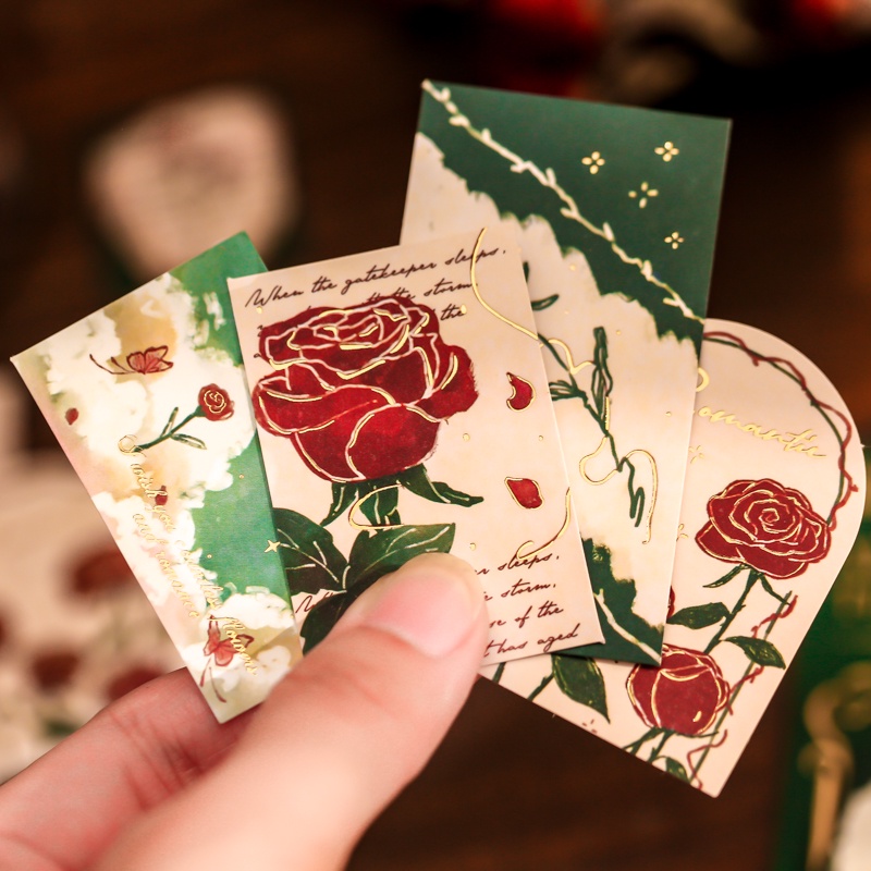 Mr.Paper 4 kiểu 40 tờ / gói Hình dán cổ điển Hình vẽ minh họa hoa hồng Hình dán tài khoản tay sáng tạo Cắt dán tài khoản tay tài khoản Tự làm nhãn dán văn phòng phẩm trang trí