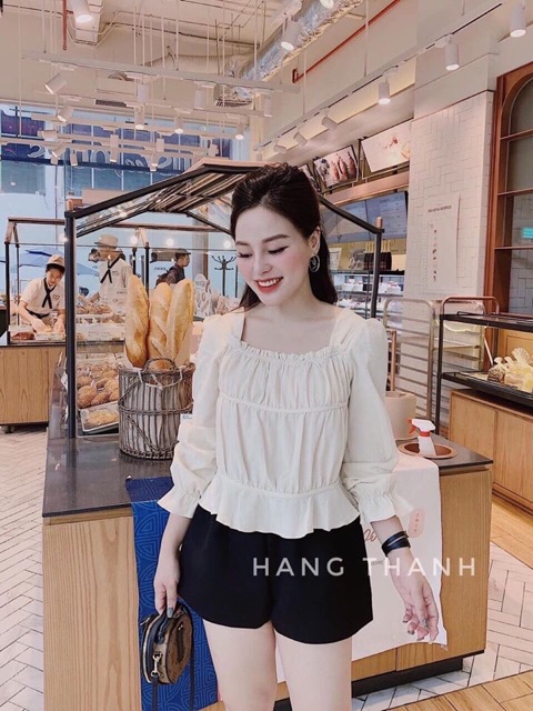 Áo đũi cổ vuông tay dài bèo