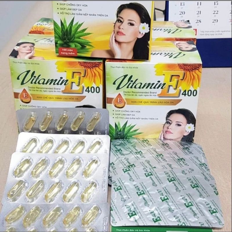 Vitamin E 400 Đại uy giúp chống ôxy hóa ,làm đẹp da hỗ trợ làm giảm vết nhăn trên da