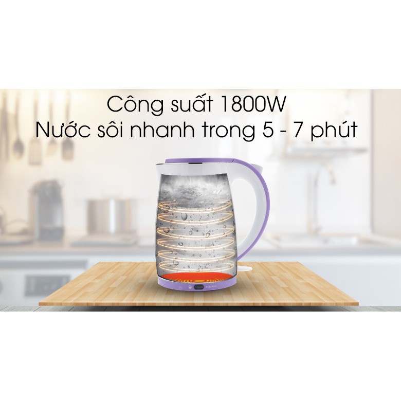 Bình siêu tốc Philips 1.7 lít HD9312 - mới 100% chính hãng, Bình đun tự động ngắt điện khi sôi và khi ấm cạn nước