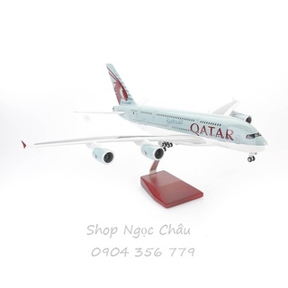 Máy bay mô hình qatar airbus a380 led 47cm