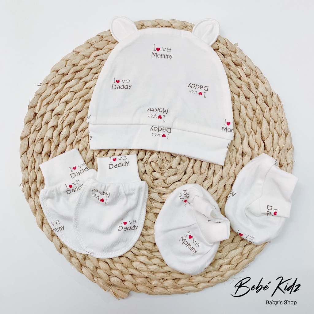 SET MŨ BAO CHÂN TAY SỢI TRE MOON@ MỀM MỊN CHO BÉ SƠ SINH