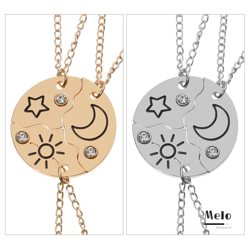 Set 3 Vòng cổ Đôi Khắc Chữ Best Friend Thời Trang|Trang Sức May Ghép Nhiều Màu Hình Mặt Trăng/Sao/Đám Mây