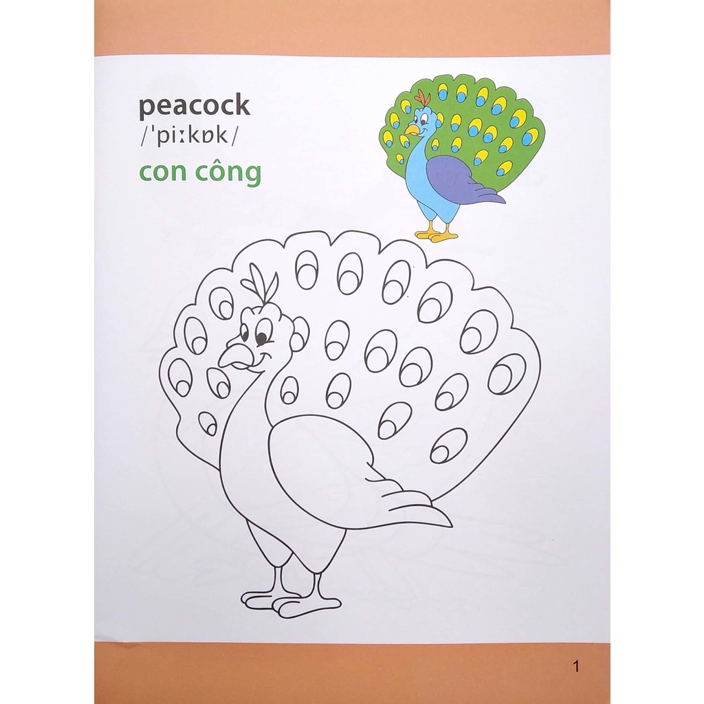 Tập Sách Tô Màu Đầu Tiên Của Bé - Chi Tiết To Song Ngữ Khổ Giấy Lớn 21x28 cm - Tân Việt