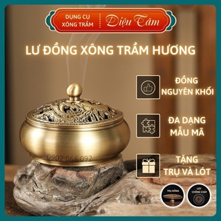 Lư đồng xông trầm lư xông trầm đáy bằng xông nụ trầm hương ,nhang trầm hươn thay cho thác khói trầm hương Diệu Tâm