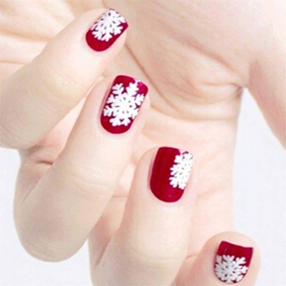 DIACHAVN Set 2 Miếng Dán Trang Trí Móng Tay Hình Bông Tuyết DIY Thời Trang Dành Cho Nữ