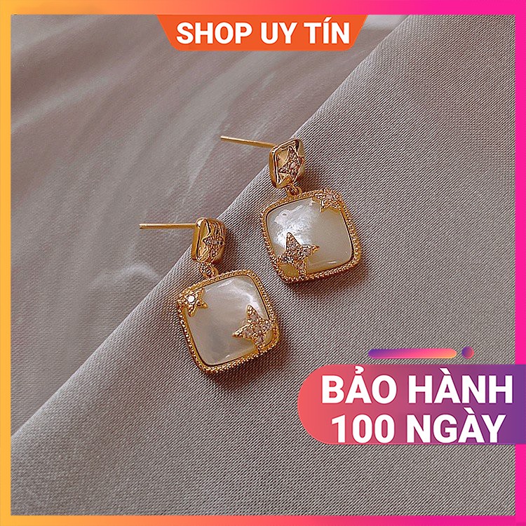 {Cao Cấp} Bông Tai Bạc 925 Cao Cấp - Khuyên Tai Bạc Nữ Đẹp - Hoa Tai Bạc - iLita.vn (ILITABS013)