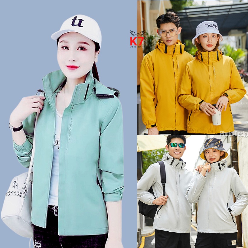 Áo gió nam nữ siêu đẹp 2 lớp có mũ K7 Fashion 2022 áo đôi nam nữ chống nước cao cấp chất lượng cam kết lỗi 1 đổi 1