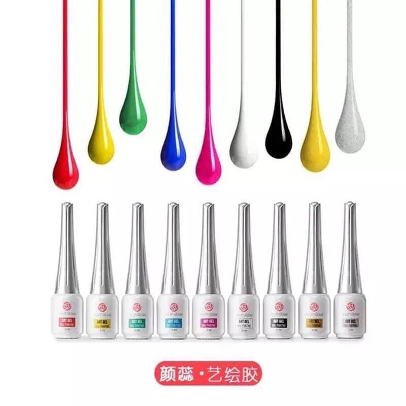 Gel Vẽ Cọ Nét, Sét Gel 9 Màu [Thanh Vy Nail]