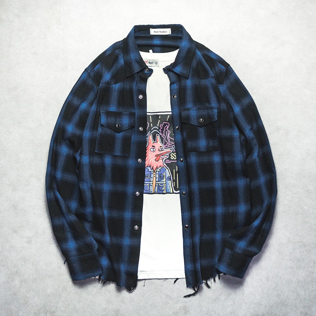 Áo Sơ Mi Dài Tay Sọc Caro Nam Nữ Thời Trang