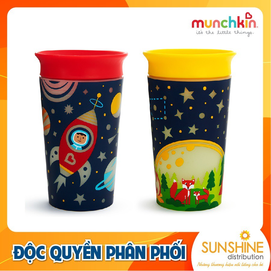 Cốc 360 độ Munchkin phát sáng nhựa cao cấp chống đổ chống sặc 266ml