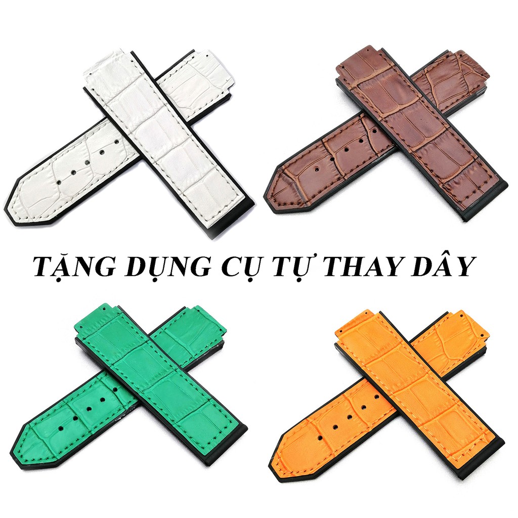 Dây đồng hồ hublot thay thế cao su , da , da lộn bảo hành và đủ các size - emnhung447