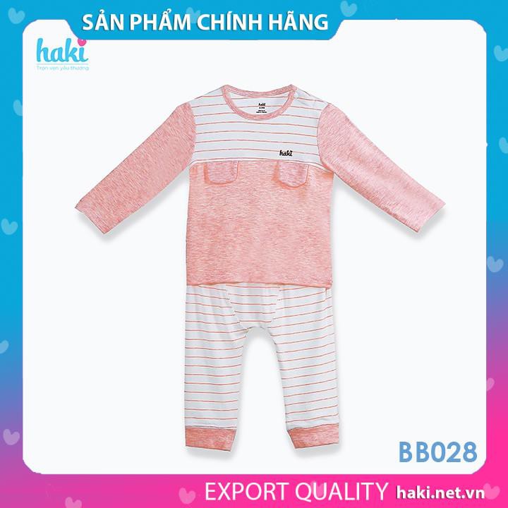Bộ quần áo dài tay cài vai can cầu ngực cho bé BB028 - set mặc nhà chất liệu Bamboo siêu mềm mịn HAKI