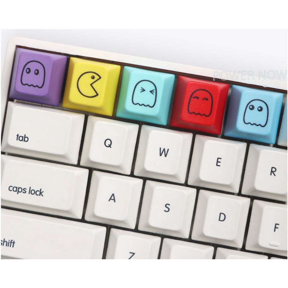Bộ Keycaps Lẻ   PBT Mario, Pacman 5 Phím. OEM Profile Cho Bàn Phím Cơ