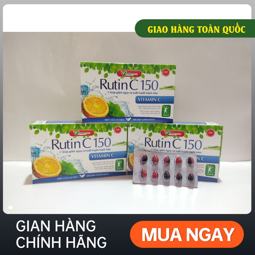 Viên uống Rutin C giúp giảm nguy cơ xuất huyết mạch máu - Hộp 30 viên