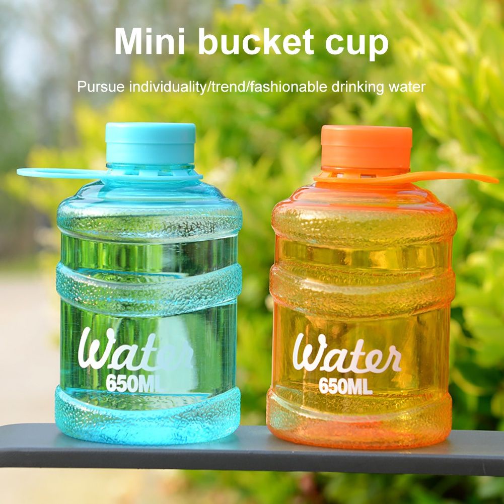 Creative Plastic Cup Bucket Cup Portable Fall-resistant Children's Water Cup Large Capacity Water Cup 650ml @RUNA