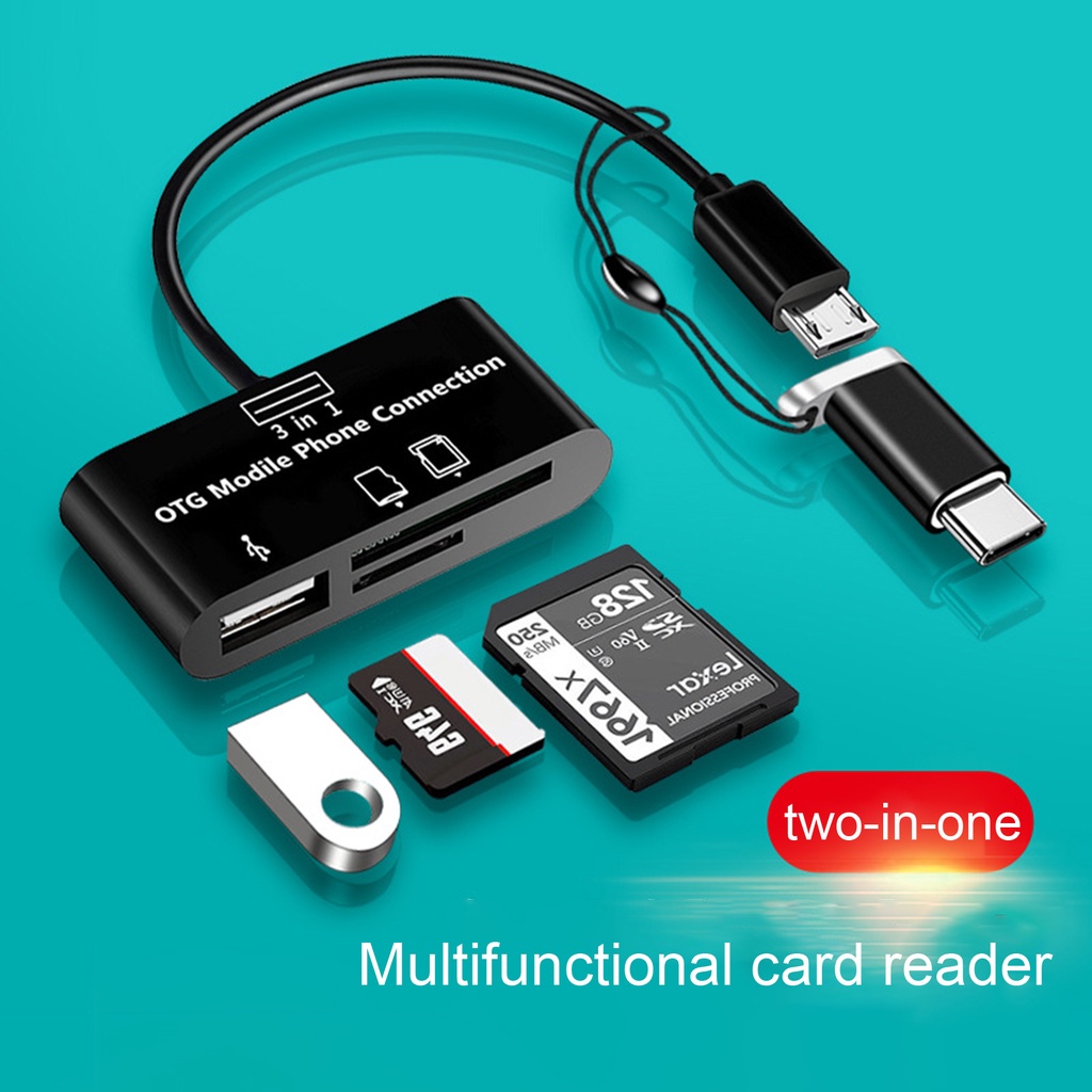 Đầu Đọc Thẻ Nhớ OTG Đa Năng Type-C/Micro USB TF/U Cho Macbook