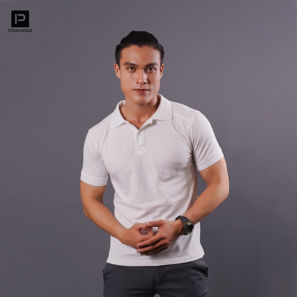 Áo thun POLO nam cổ bẻ vải cá sấu Cotton xuất xịn, chuẩn form màu Trắng - POMANO | BigBuy360 - bigbuy360.vn