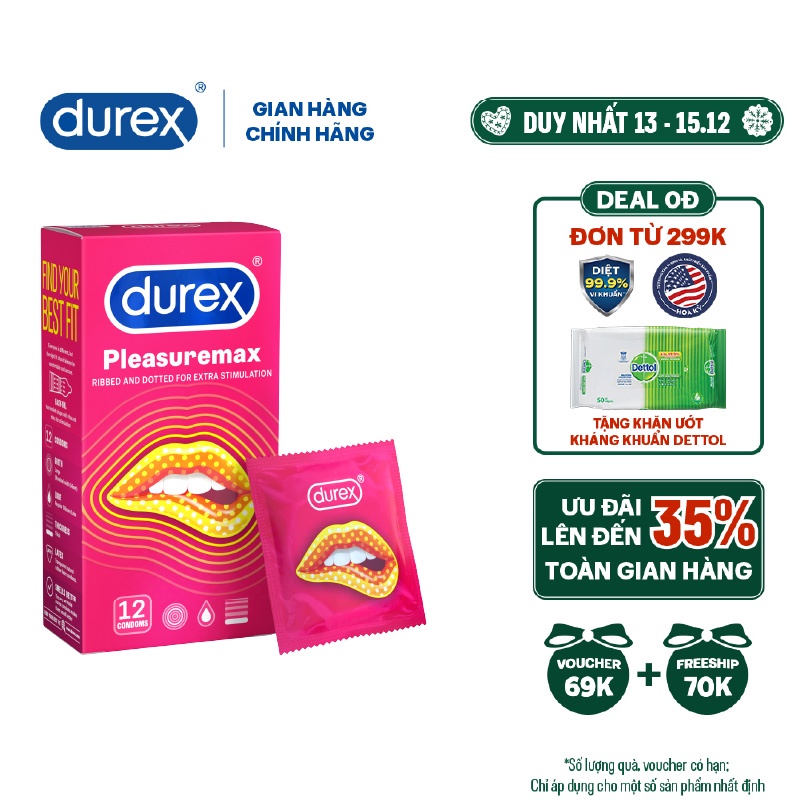 Bao cao su Durex Pleasuremax 12 bao