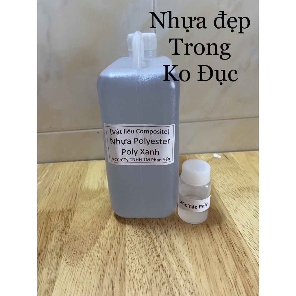 Nhựa Polyester Resin,Keo Poly Xanh 1kg [vật liệu Composite]