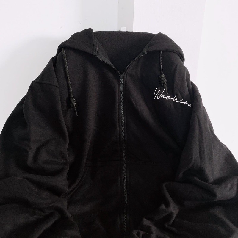 ÁO HOODIE ZIP WASHION (ĐEN/XANH)