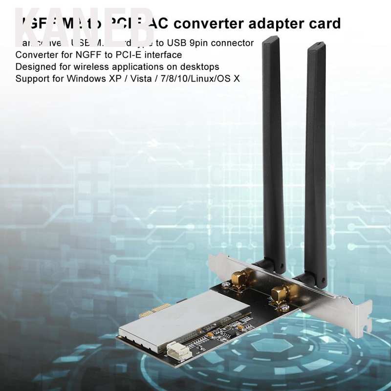 Kaneb Wireless Network Card Adapter NGFF to PCI‑E AC WIFI Converter Electronic Components  2.4/5G M2 PCIE WiFi AX200 9260 8265 1650A.