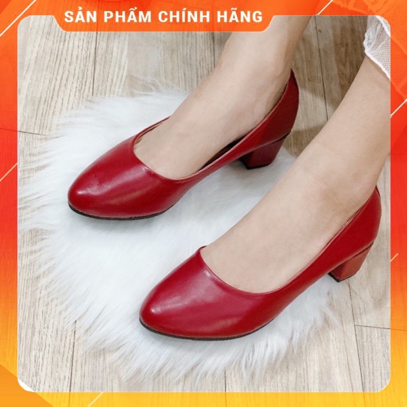 Giày Cao Gót Nữ Big Size 3 Phân Giày Búp Bê Đế Vuông Mũi Nhọn Hoàng Thanh G2