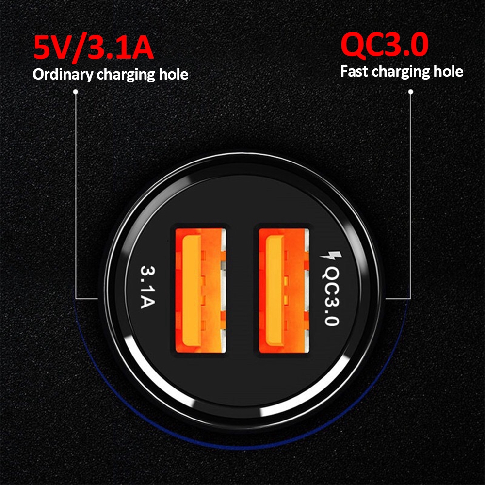 Củ sạc 39W QC3.0 6A hai cổng USB dùng trên xe hơi