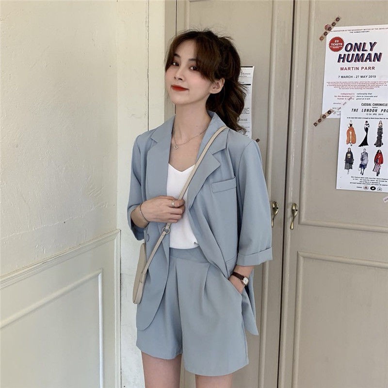 Women's Korean style suit suit casual loose suit jacket shorts two-piece suit