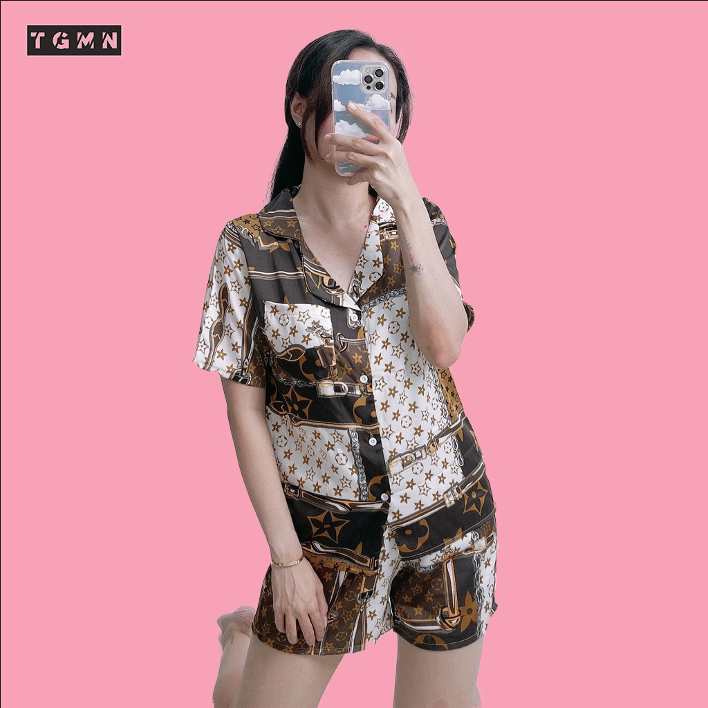 [Ảnh Thật] Bộ đồ ngủ nữ pyjama đùi họa tiết mát mẻ của TGMN