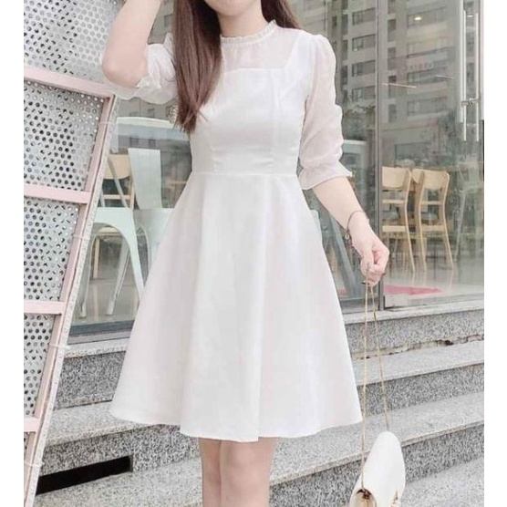 👗 fashion 👗 Đầm trắng voan xòe dịu dàng nữ tính fashion