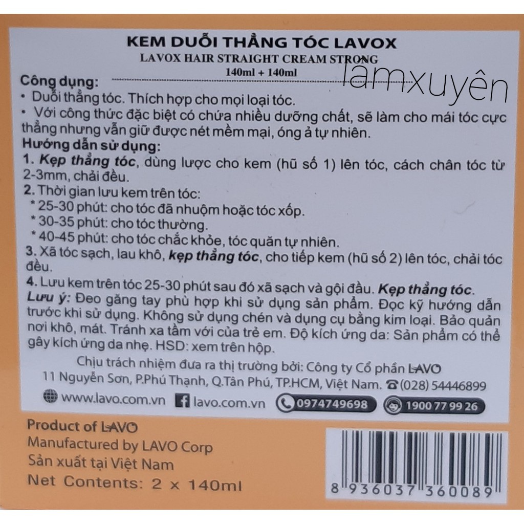 [Tặng Serum] Thuốc duỗi tóc Lavox vàng cam 500 - 1000 ml lavox rẻ 🍔 FREESHIP 🍔 dành cho tóc trung bình yếu phục hồi khỏe