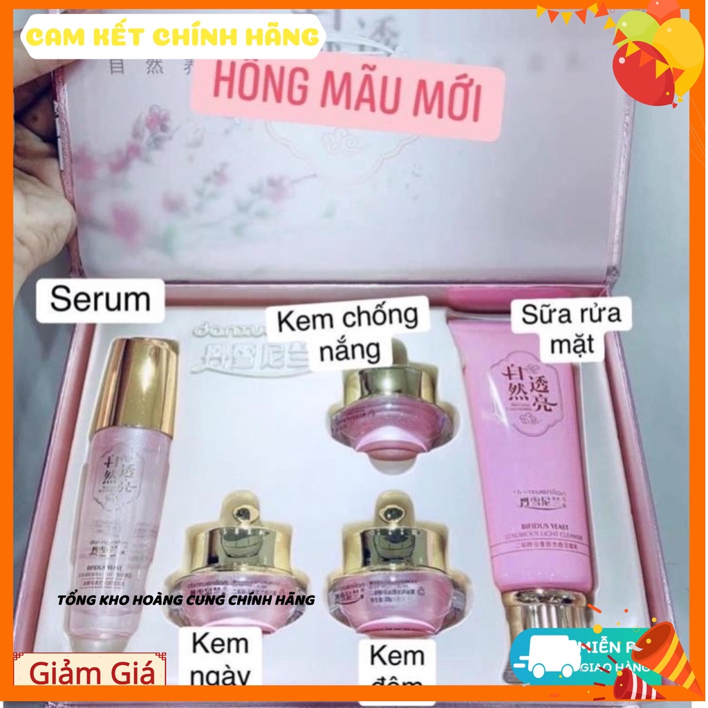 Kem Hoàng Cung Hồng bộ chăm sóc da dưỡng trắng da mặt  body  Bộ 5 sản phẩm tặng kèm 1 bộ nhỏ 3 lọ dùng thử QC1