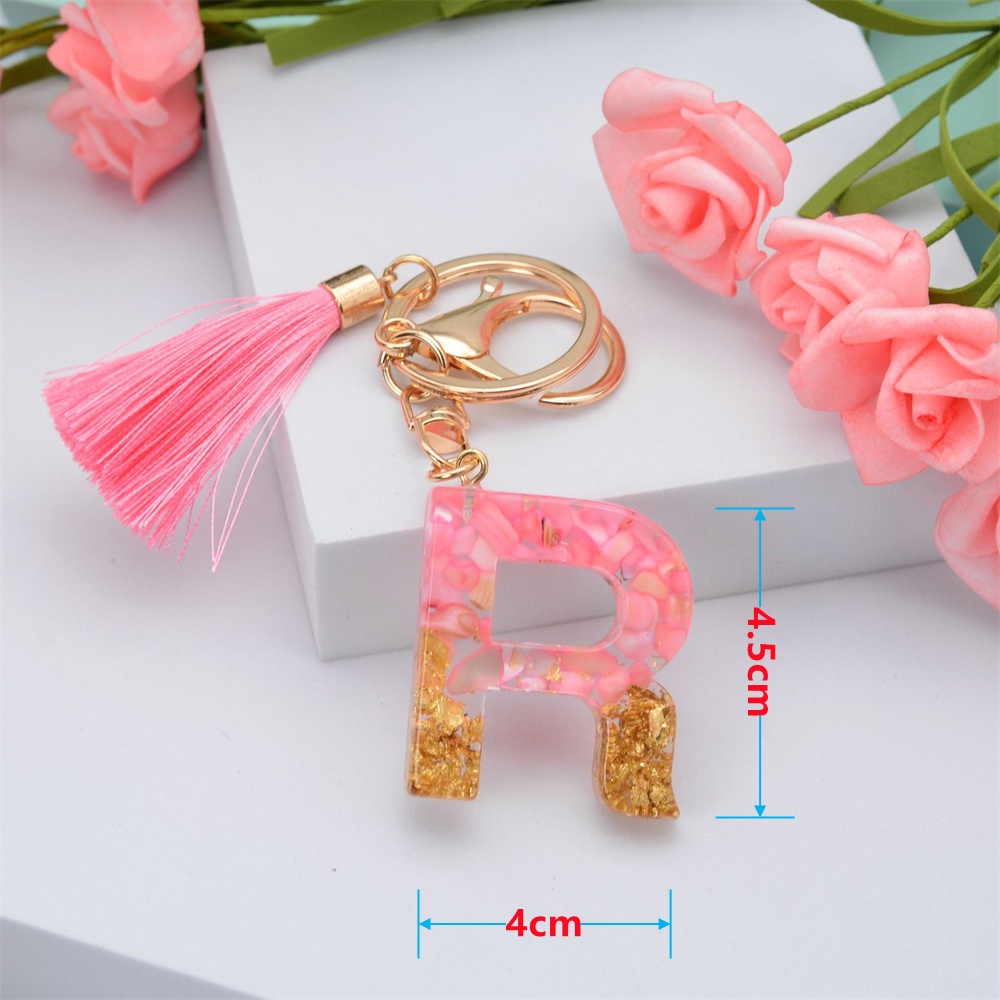 Móc Khóa Hình 26 Chữ Cái Màu Hồng Đính Đá Sáng Tạo Cho Nữ