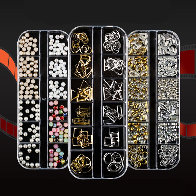Sa Set Hạt Đá 3D Đính Móng Tay Nghệ Thuật Charms