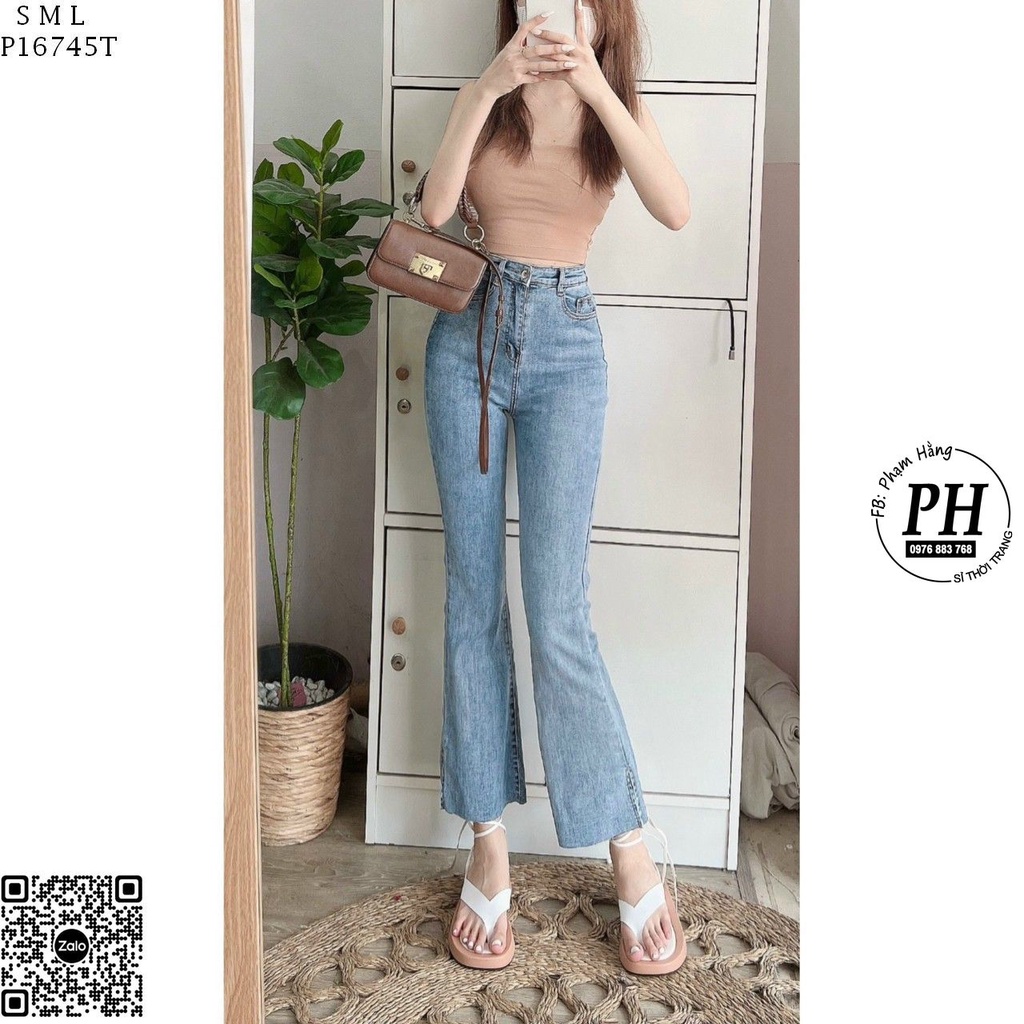 Quần Jean Ống Loe Cạp  Siêu Cao co giãn hàng dày đẹp