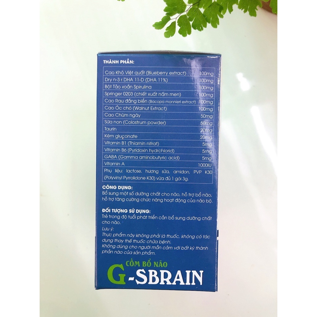 [CHÍNH HÃNG] CỐM BỔ NÃO G-SBRAIN BỔ SUNG DƯỠNG CHẤT CHO NÃO CHUYỂN DÙNG CHO TRẺ TIẾP THU CHẬM, HỌC TRƯỚC QUÊN SAU