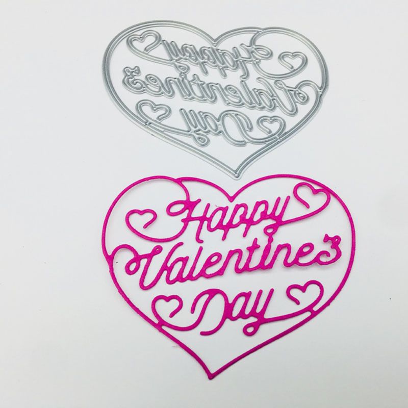 Khuôn Cắt Giấy Làm Từ Kim Loại Hình Trái Tim Happy Valentines Trang Trí Scrapbook