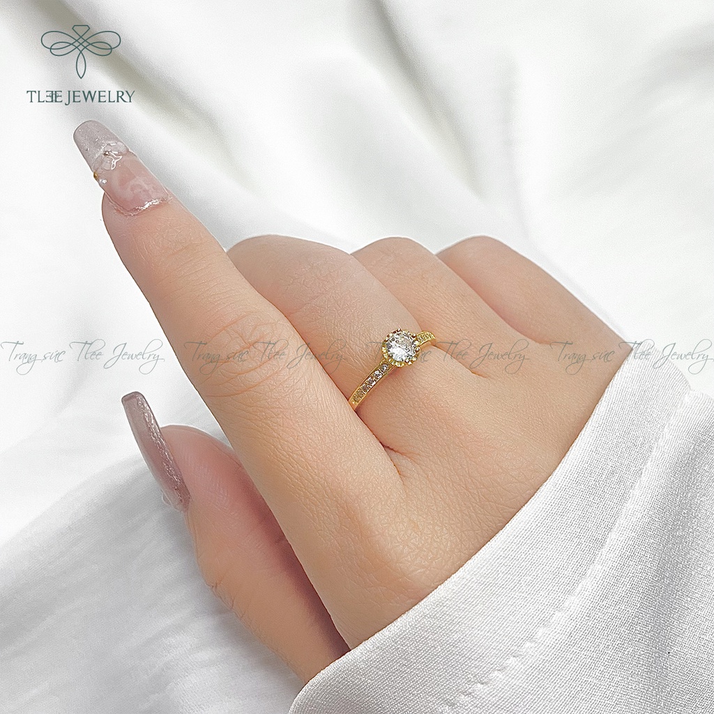 Nhẫn bạc nữ TLEE Jasmine Prince mạ vàng 14k nạm đá cao cấp NCJ A0107