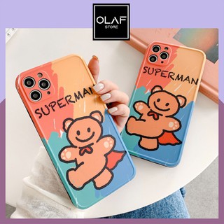 Ốp iPhone hình Gấu SUPERMAN cute.Tương thích iPhone 12 ProMax/12/11 ProMax/11/XsMax/Xs/X/8plus/8/7plus/7
